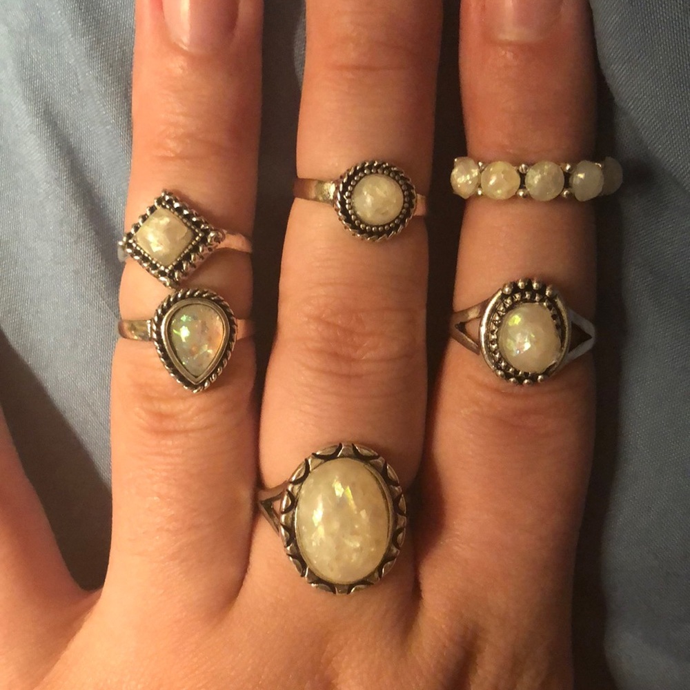 Opal Look a Like Ring Bundle